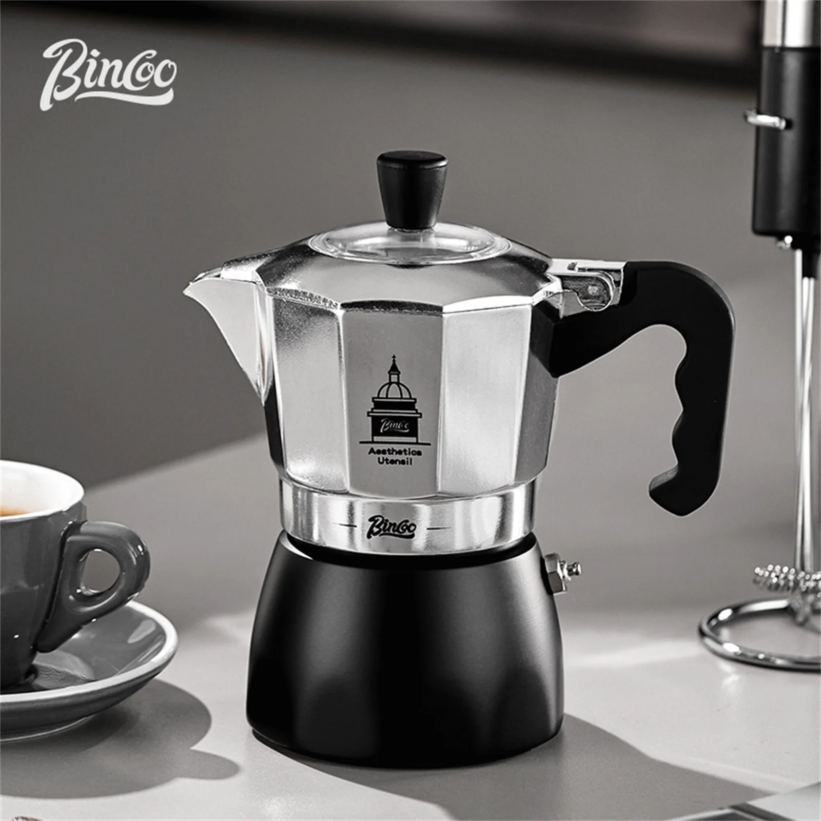 

BINCOO Dual Valve Moka Pot，Espresso Extraction Coffee Maker，Portable Home Machine Mocha Pot，Outdoor Use Barista Accessories
