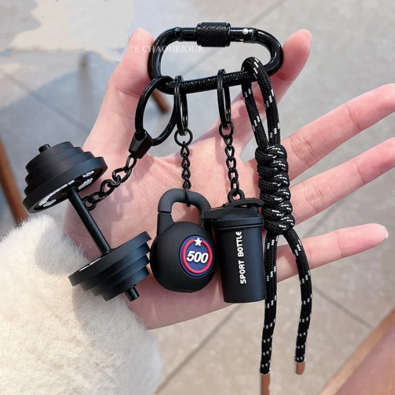 Nuevo llavero de mancuerna, colgante desmontable para bolso con forma de barra, regalo para hombres fitness, lindos mini llaveros para coche, accesorios para el gimnasio