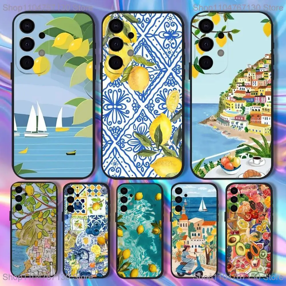 

Seaside Scenery Wine Lemon Phone Case For Samsung S25,S24,S21,S22,S23,S30,Ultra,S20,Plus,Fe,Lite,5G Black Cover