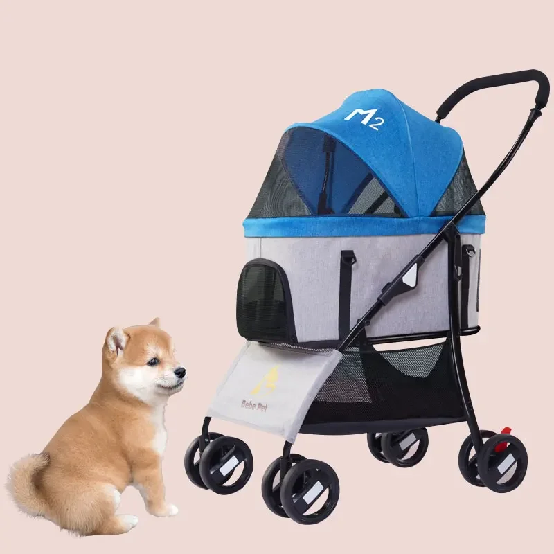 Carrinho de luxo para transportar animais de estimação carrinho de cachorro ao ar livre carrinho de estimação dobrável para gato cachorro