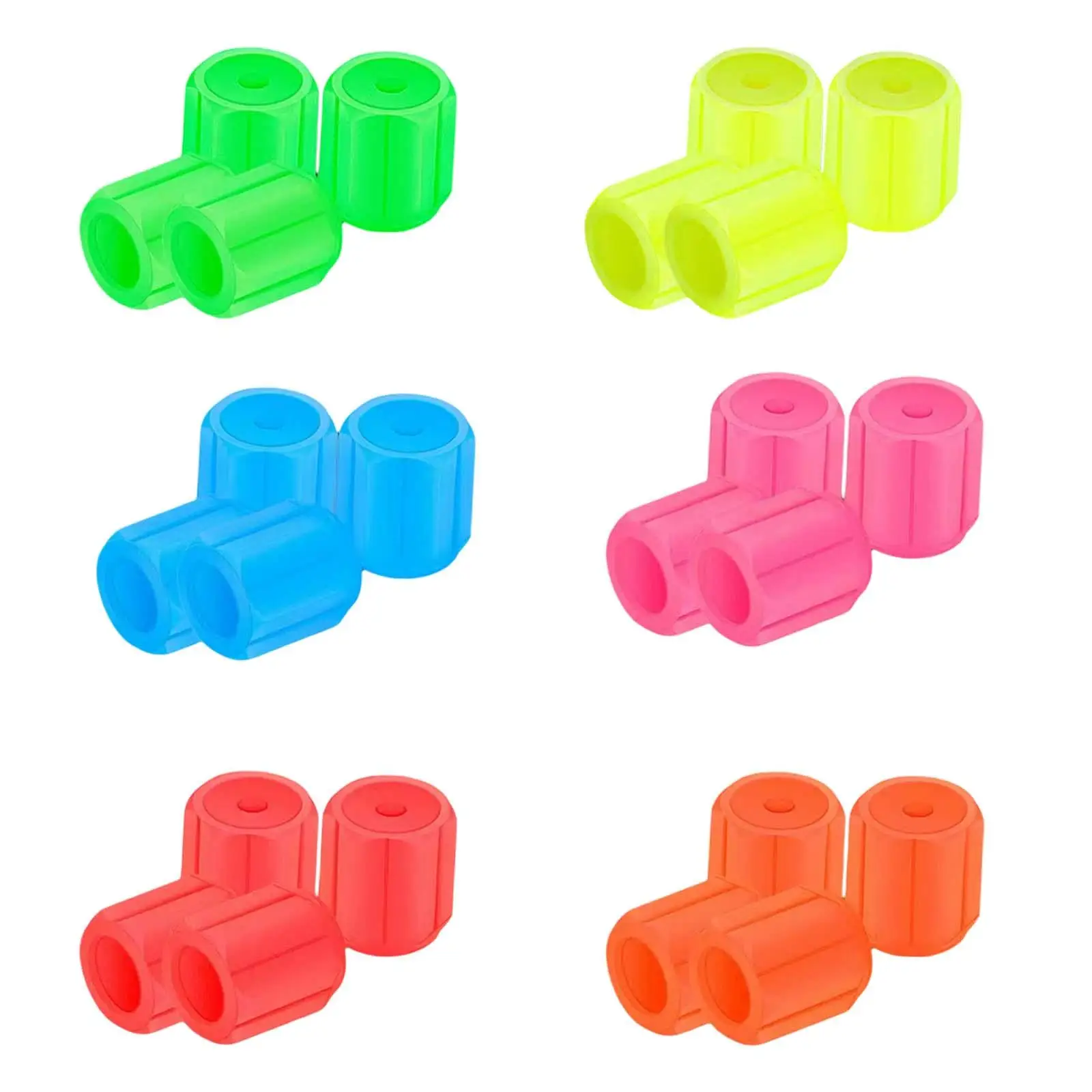 Set of 4 Vehicle Tire Valve Covers, Bright Neon Dust Caps for Bicycles