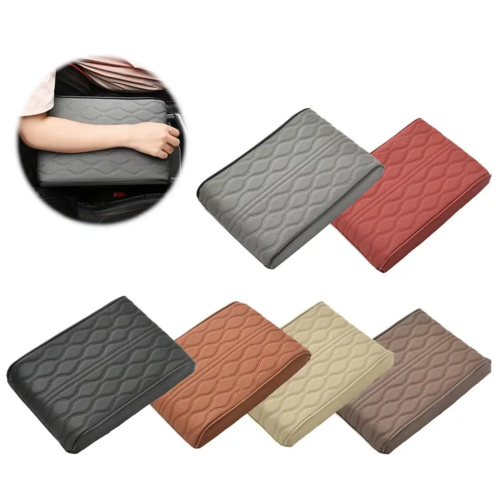 موجة التطريز بولي Leather الجلود مسند ذراع السيارة حصيرة مركز وحدة التحكم حماية حامي التخزين مع مسند الذراع وسادة غطاء صندوق السيارات Cushi J9H6