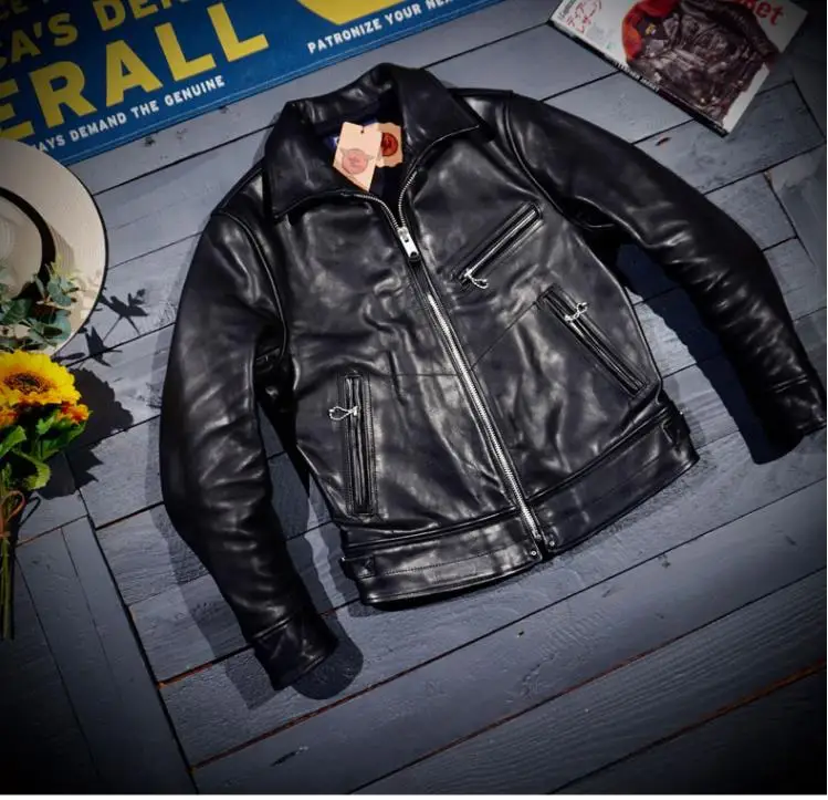 YR!veluokldly.Top Mulholland Classic Rider leather jacket.tea core