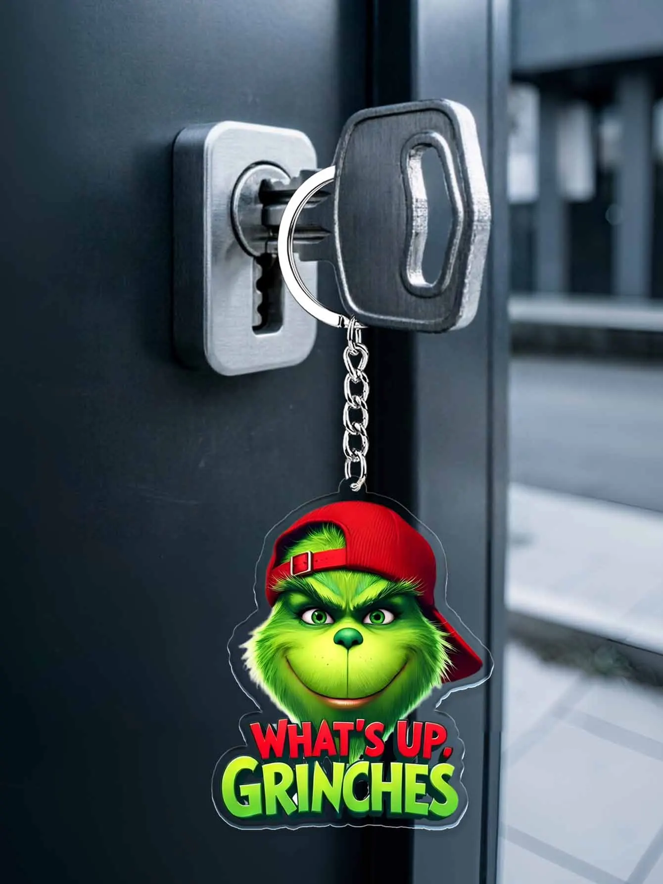 THE GRINCH Acrylic Keychain, Cartoon Green Lady Charm, Double Sided Print, Xmas Bag Ornament Party Favor