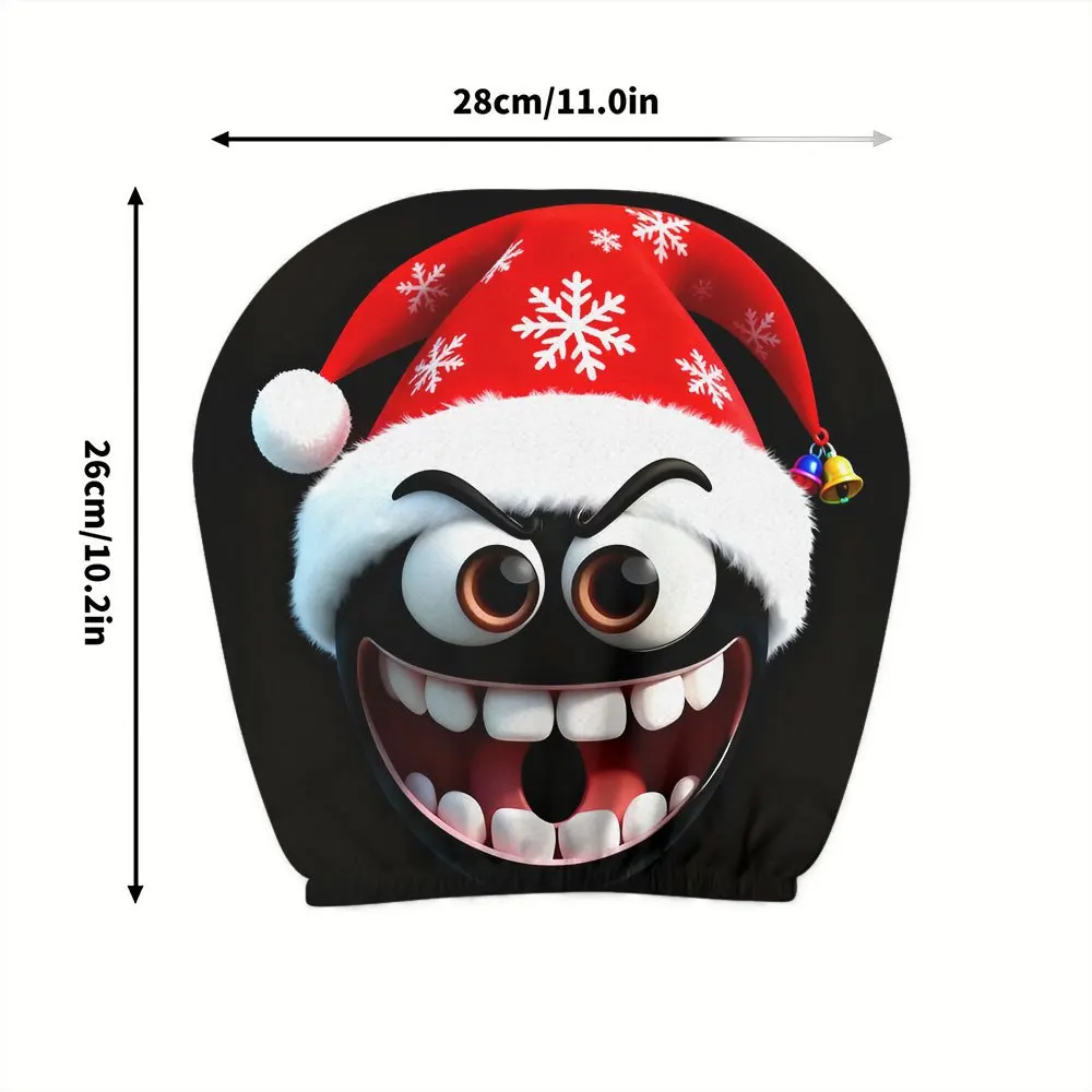 Funny Expression Cartoon Christmas Hat Headrest Cover, Breathable & Dustproof, Travel Seat Headrest Cover