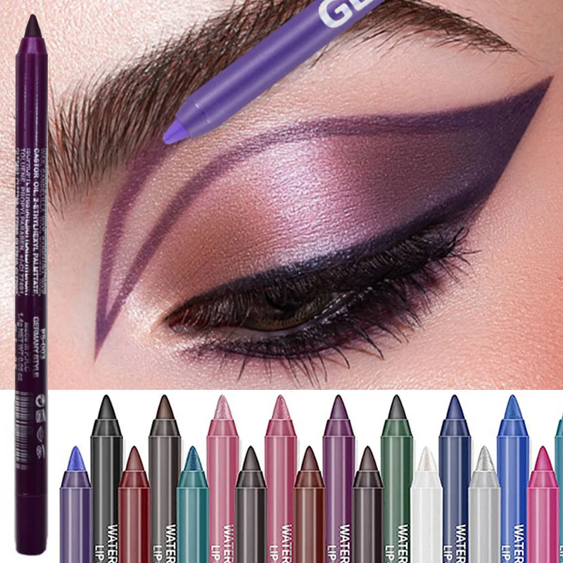 Lápiz Delineador de ojos de 14 colores, lápiz delineador de ojos estilo Punk ahumado de larga duración, resistente al agua, alto pigmento, brillo nacarado, sombra de ojos en barra