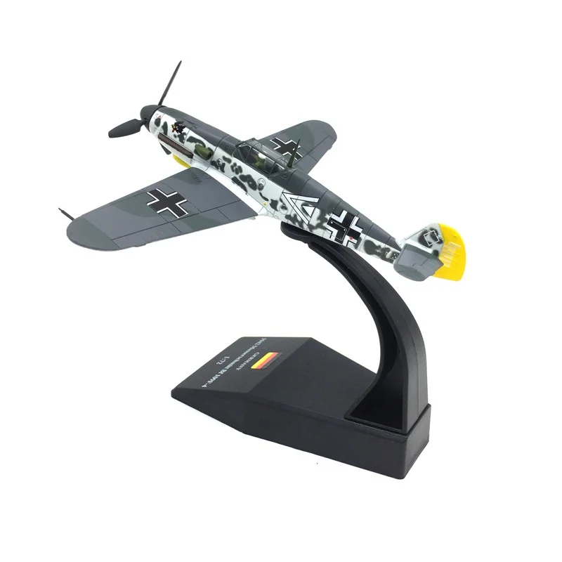 Odlewany model samolotu ze stopu 1:72 Bf109 niemiecka symulacja Wwii stopowy model samolotu myśliwskiego kolekcja wnętrz prezent świąteczny