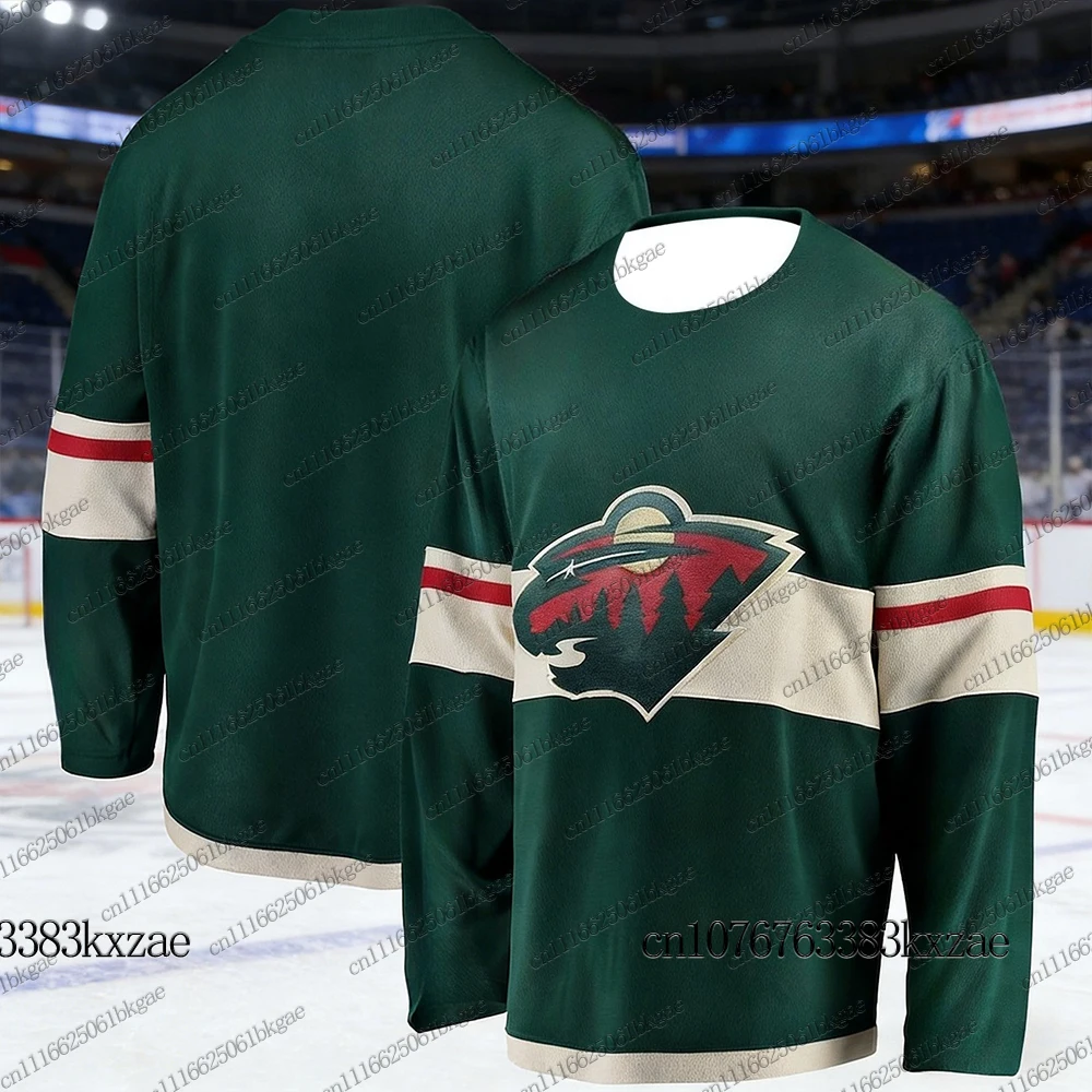 Autumn Winter New Ice Hockey Jerseys For Men  Minnesota Wild Hockey Jerseys Casual Long Sleeve Jerseys Couple Hockey Jerseys