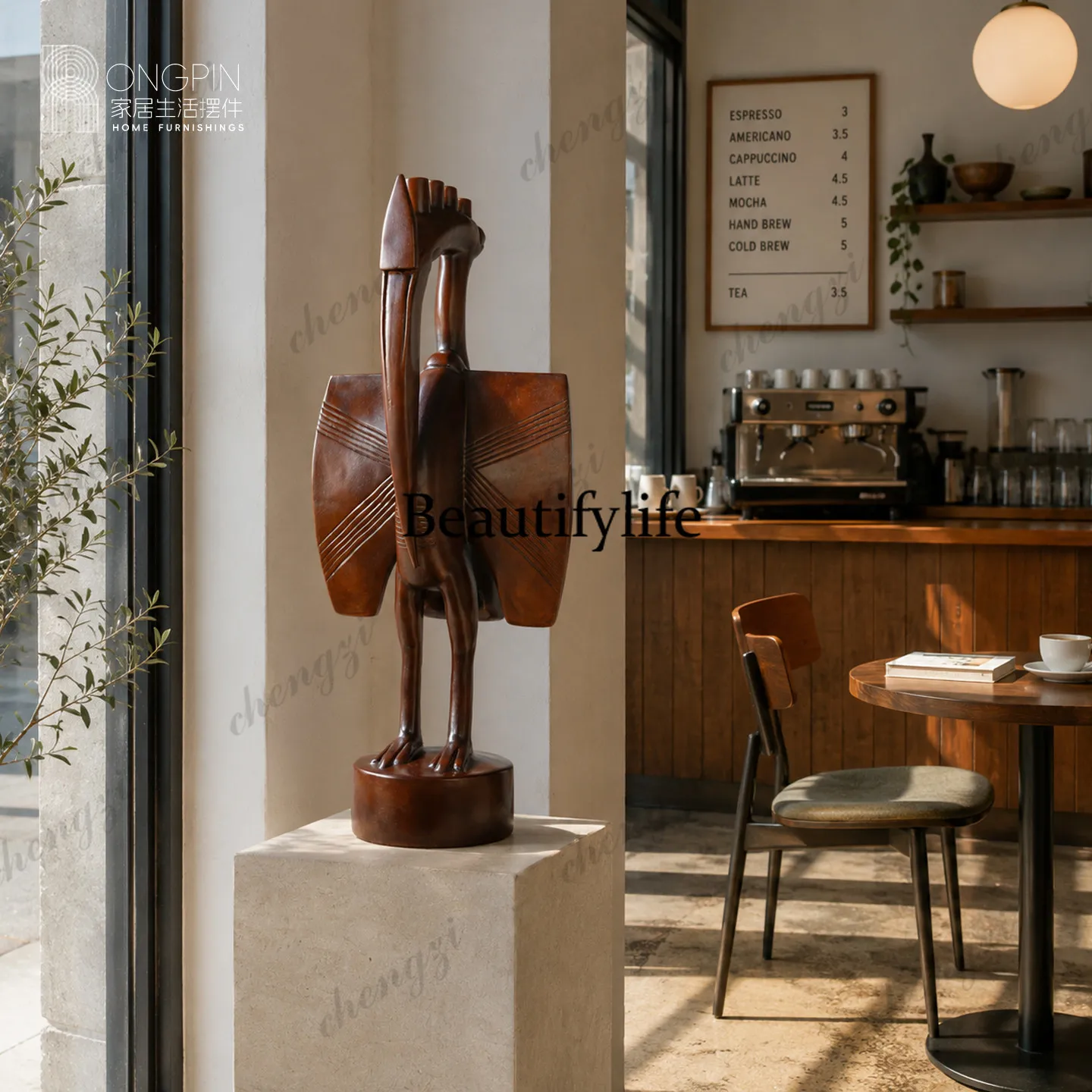 Wabi Sabi Wind Imitation Wood Grain Bird Sculpture Ornament Decorative Art Abstract Bird Restaurant Homestay, Decorations
