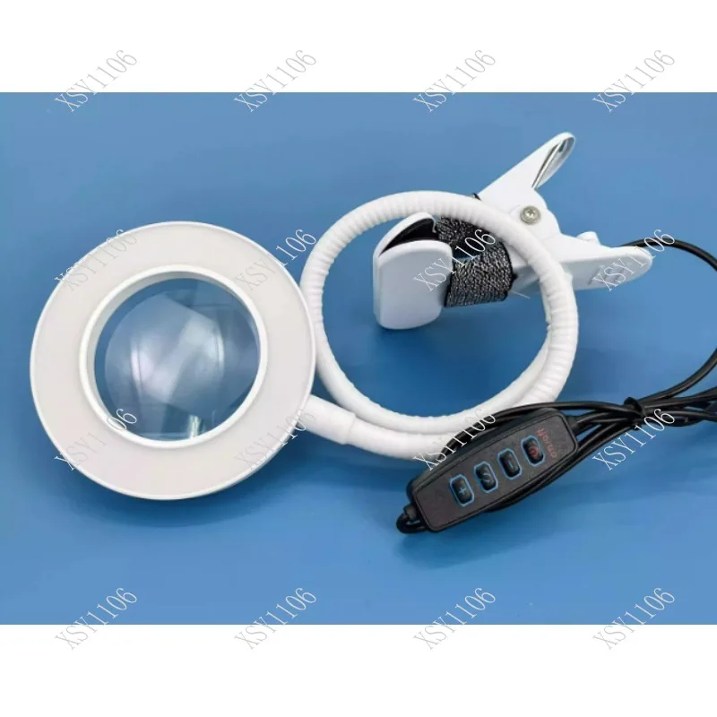 Clip 10X Magnifying Glass Lamp for Manicure Eyelash Embroidery Beauty Salon Black White Silver