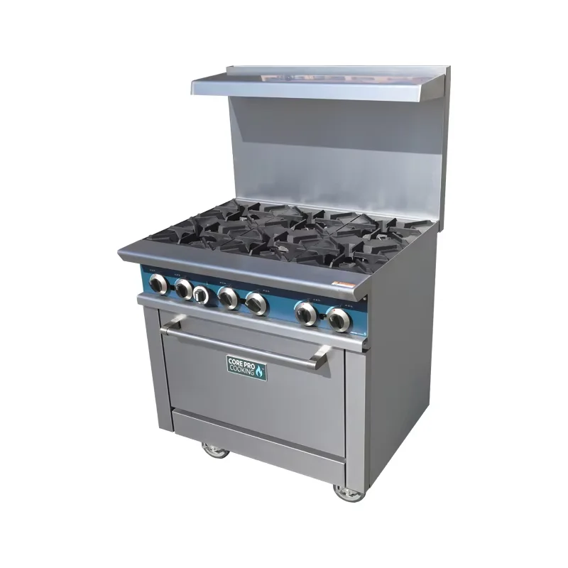 

Commercial Kitchen Equipment Free Standing Stainless Steel 6 Burners Cooking Ranges Stove With Oven