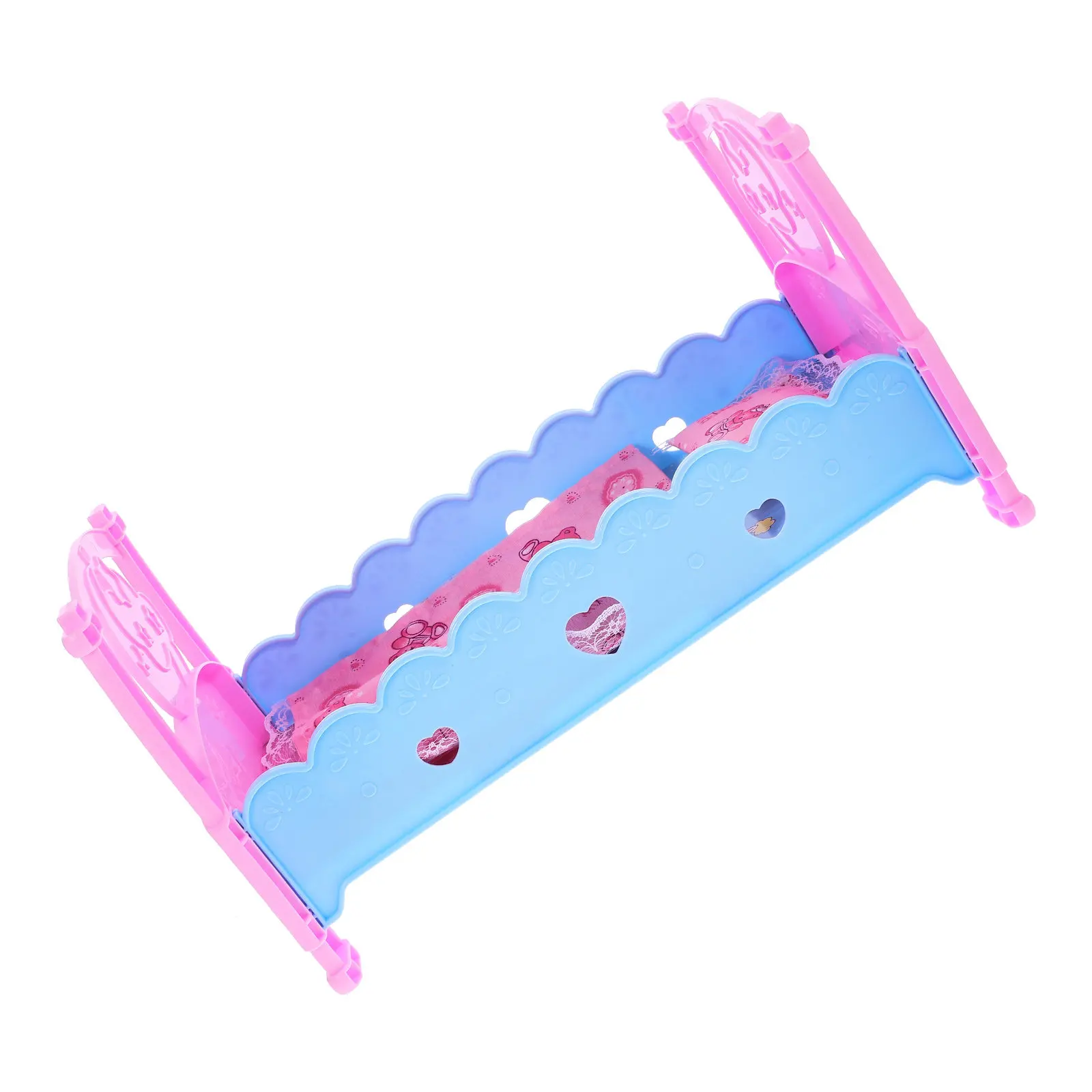 

Baby Crib Miniature House Bed Plastic Furniture Girls Playing House Accessory Kids Pretend Play Baby Bed Crib for