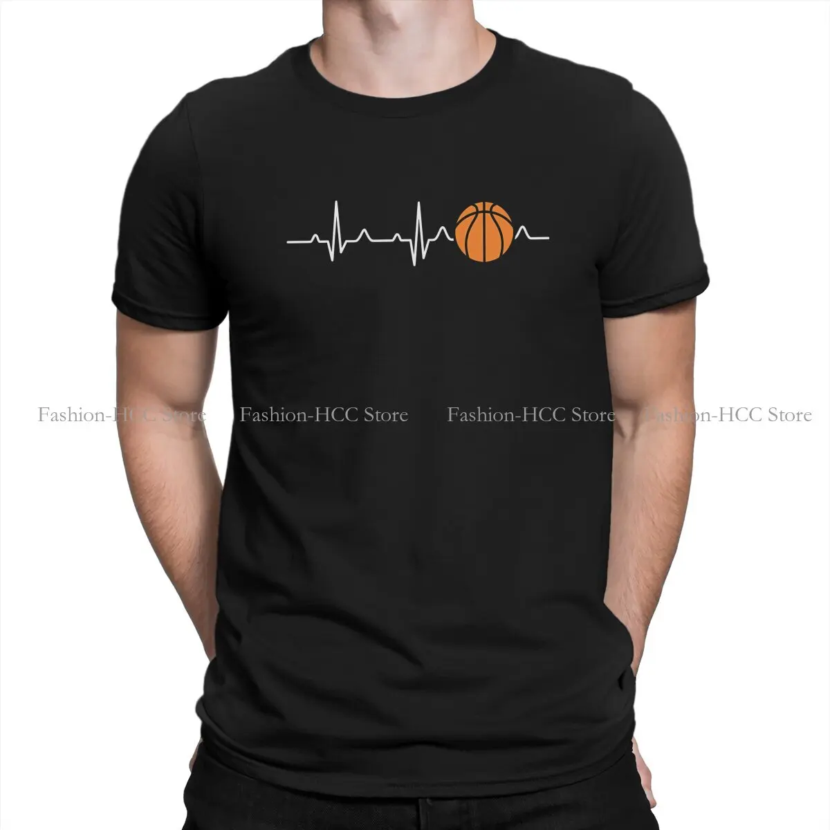 Design Heartbeat Style Polyester TShirt Basketball Comfortable New Design Graphic  T Shirt Stuff