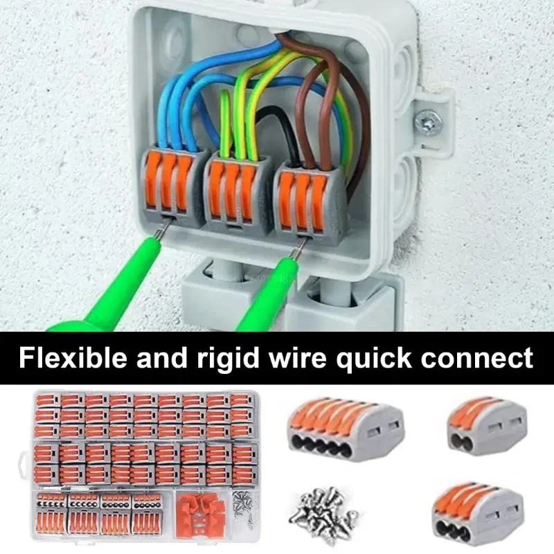 1set Quick Wire Terminals Nut Blocks Home Wiring Simplified with Connector Blocks set for Strandes & Solid Wires