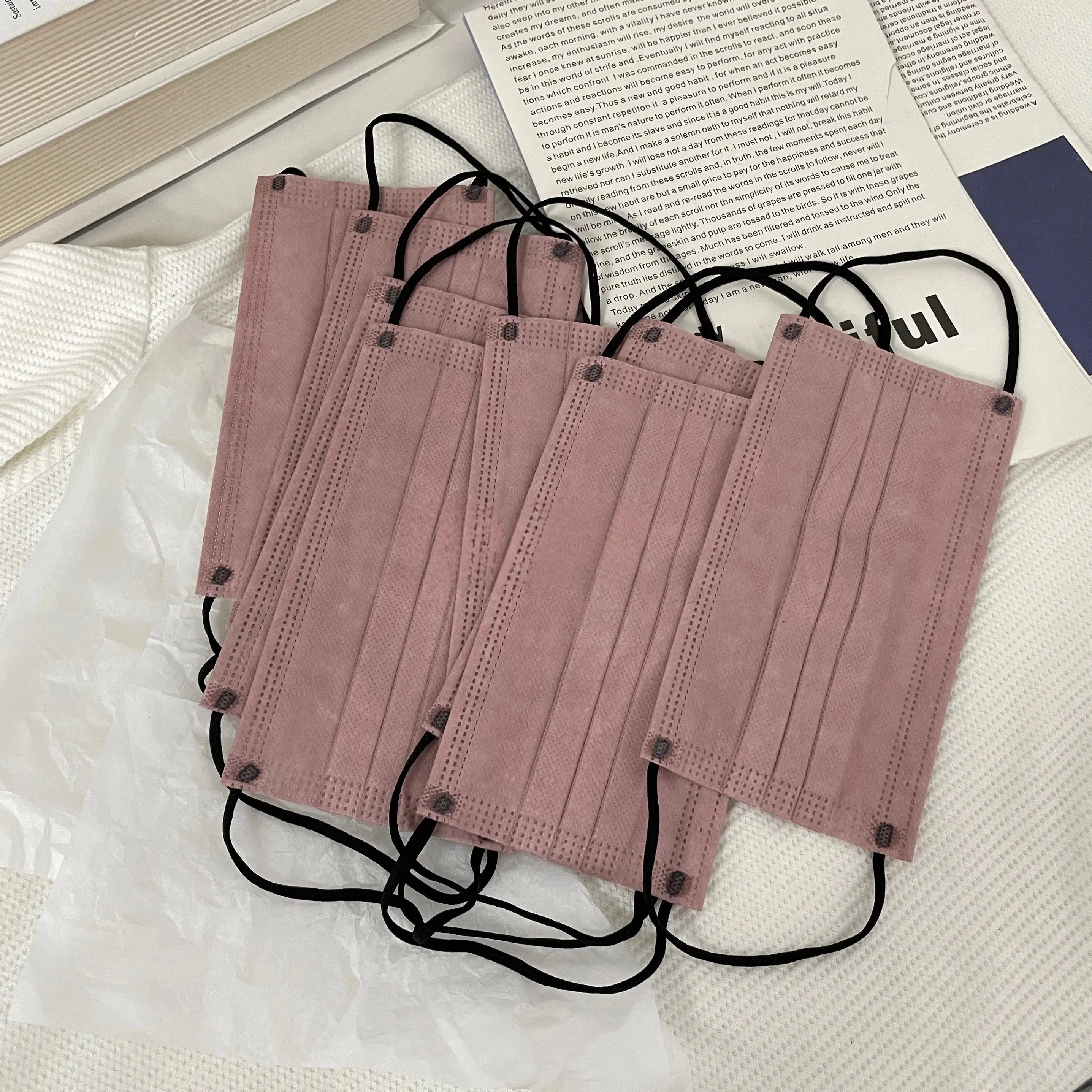 200 قطعة من بودرة معجون الفاصوليا السميكة مكونة من 4 طبقات للاستعمال مرة واحدة - 200/100/50/10 قطع مع شريط مطاطي ومشبك أنف قابل للتعديل، مناسبة للحفلات والسفر والأنشطة الخارجية وعشاق الموضة، #6