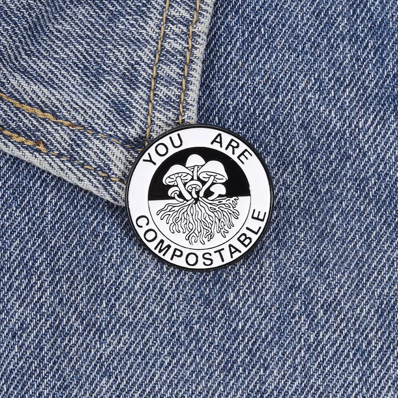 Fun mushroom-shaped badges, eco-friendly themed alloy pins, accessories for clothing and bags, gifts for friends