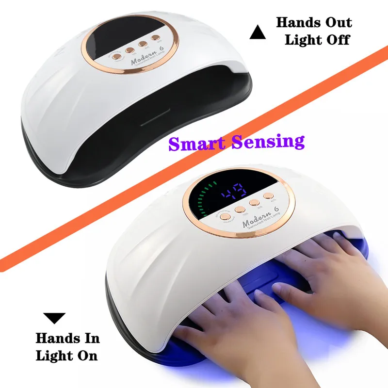 Large Space UV Nail Phototherapy Lamp Modern 6/3 LED Nail Light Quick Dryer Cure Gel Nail Manicure Machine Fit Two Hands