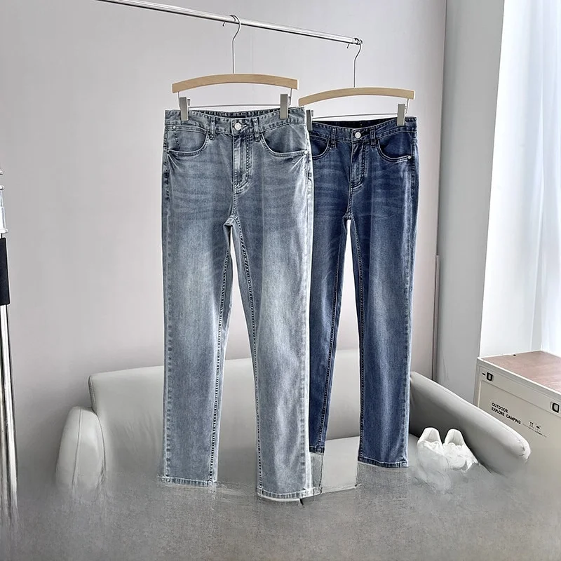 

Men's Casual Cotton Denim Jeans Breathable High Elasticity Spring Summer Fashionable All-Match Straight Leg Standard Fit