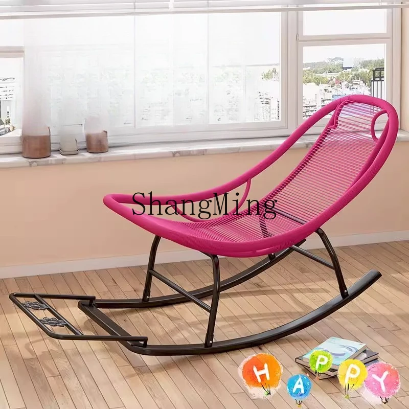 كرسي هزاز من الخيزران CL كرسي قيلولة إبداعي غير رسمي لون الفناء كرسي مجاني للشرفة الخارجية #4