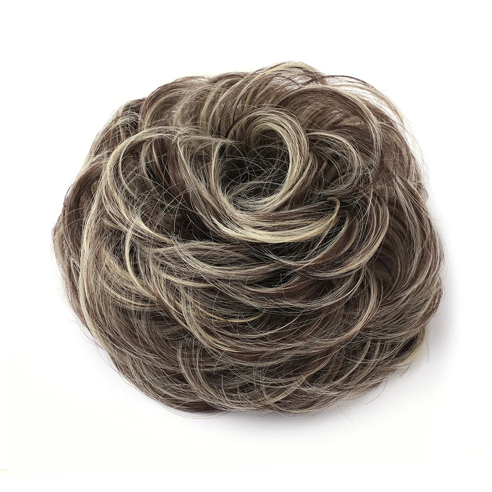 Großes, unordentliches Dutt-Haarteil, gewellt, lockig, Haargummis, synthetischer Chignon, Pferdeschwanz, Haarverlängerungen, gefälschter Chignon, Hochsteckfrisur-Haarteile für Frauen
