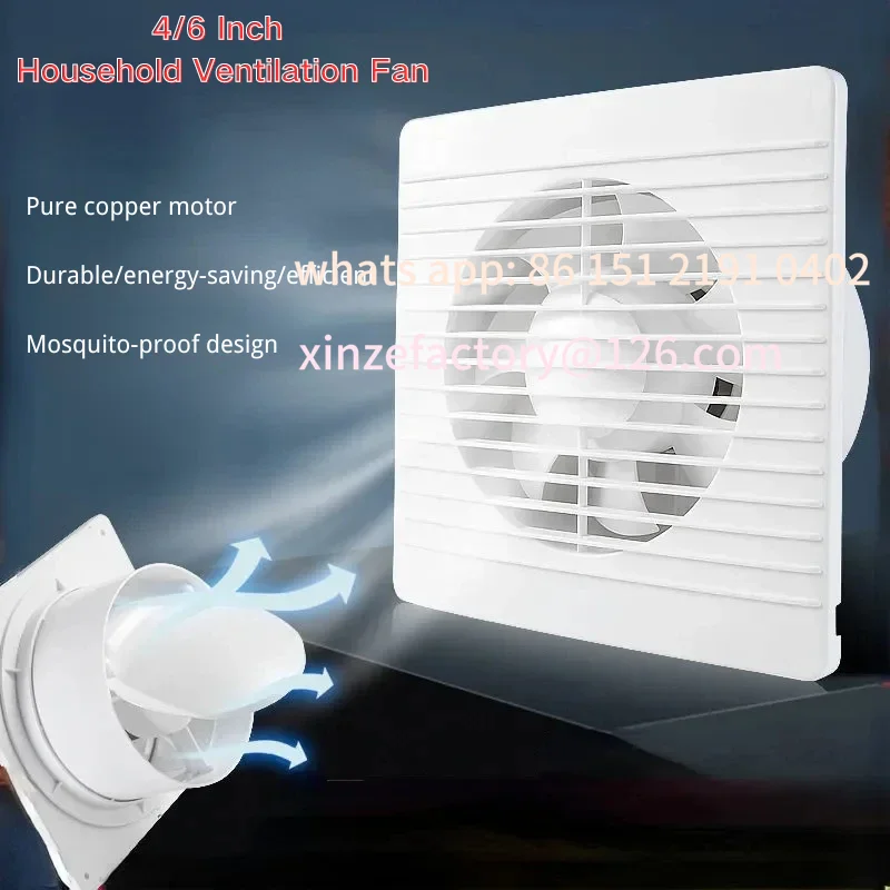 

Customizable 4/6 Inch Exhaust Energy-saving Wall Mounted Vent Fan Anti-Mosquito Design Ventilator Extractor Fan for Bathroom