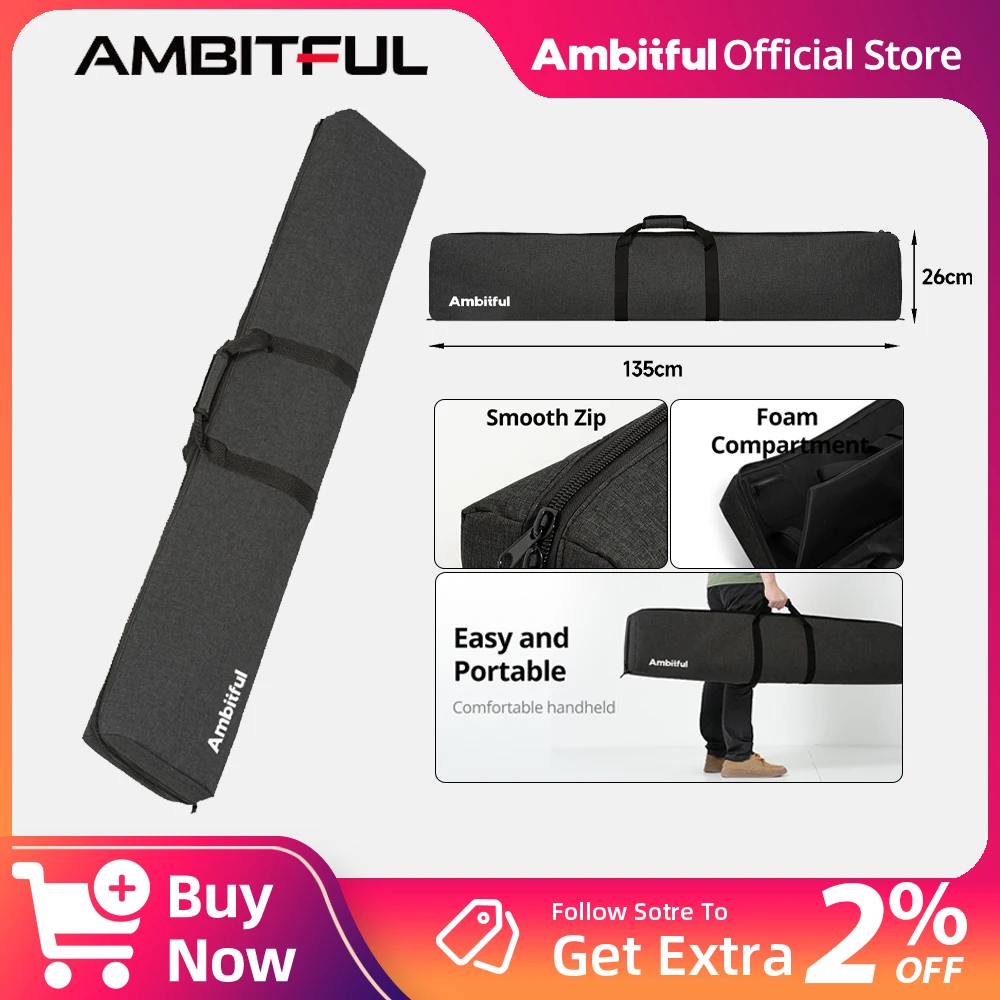 AMBITFUL C-stand Multi-Space Storage Bag With Fixing Strap 8mm Sponge Compartment Protection PB20