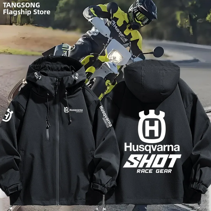 

Мотоциклетная куртка для бездорожья Husqvarna, мужская и женская, на молнии, ветрозащитная, из полиэстера, нейлона и углеродного волокна