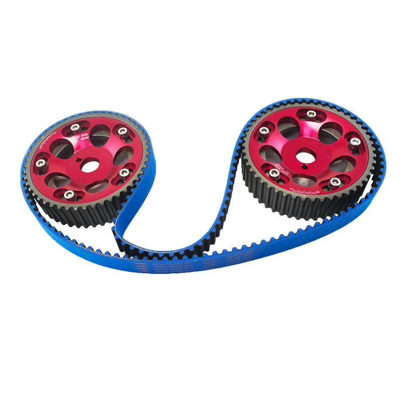 PQY - HNBR Racing Timing Belt BLUE + Aluminum Cam Gear Red FOR Toyota 1JZ 1JZGTE 1JZ-GTE PQY-TB1005B+6531R