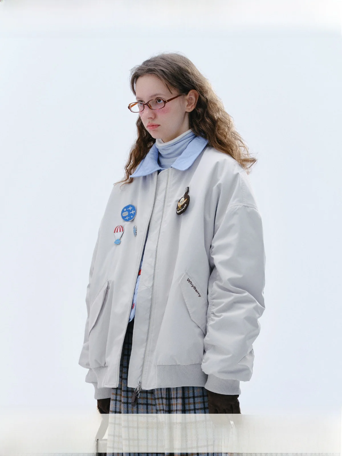 

WhyBerry American Sle Casual Flight Jaet Outerwear ey Versatile 2024 Autumn Winter Women's ort Coat Windproof round Ne