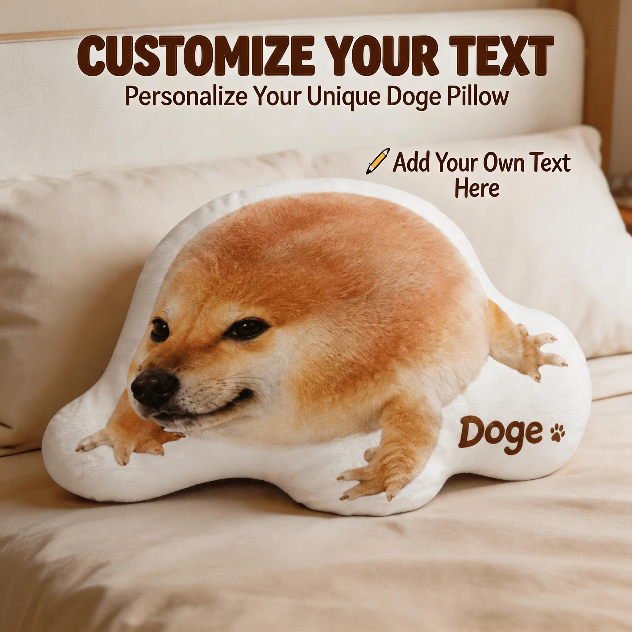 Customized photo shaped pillows, fun dog face personalized decorative cushions, unique home decoration embellishments, suitable