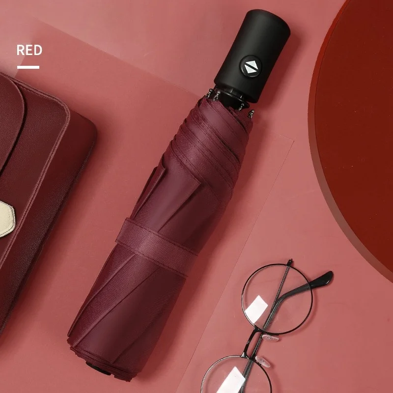 مظلة أوتوماتيكية بثمانية عظم من الفينيل لأشعة الشمس والمطر ومظلة شمسية مزدوجة الأغراض ومظلة للأشعة فوق البنفسجية هدية قابلة للطي تلقائيًا #4