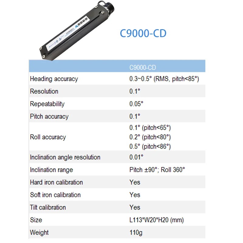 C9000-A High Precision 6-Axis Full Attitude Electronic Compass for UAVs, Surveying, and Navigation Systems