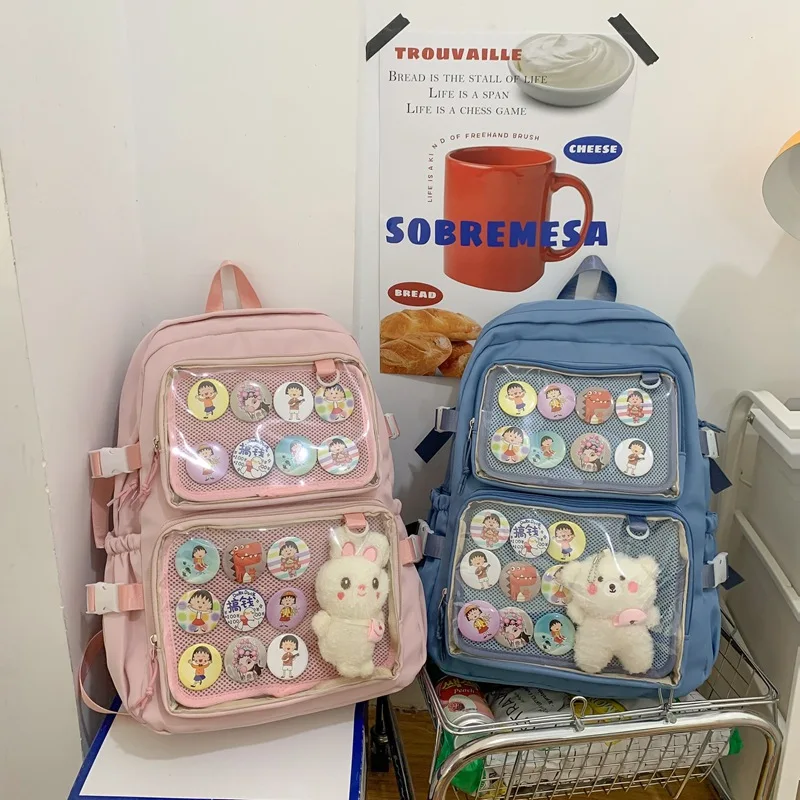 New Transparent Backpack Lightweight Simple School Big Capacity Bag Leisure Japanese Style Pain Ins Casual Backpack BG140