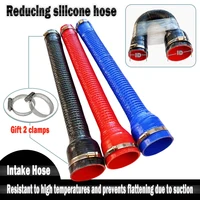Tubo de radiador de coche para entrada de aire, manguera de silicona reductora de diámetro Variable Flexible negra y 2 abrazaderas ID 38/40/45/50/55/60mm