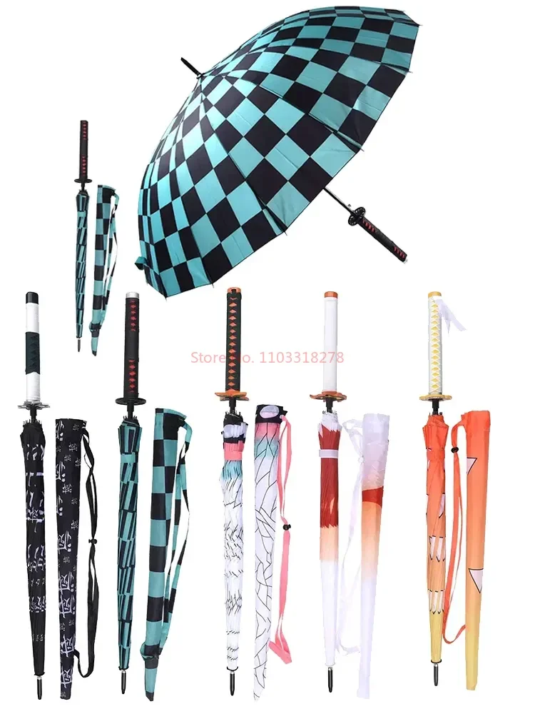 

16 Skeleton Animation Surrounding Anime Ghost Killing Blade Long Handle Sword Umbrella Samurai Personality Creative Umbrella