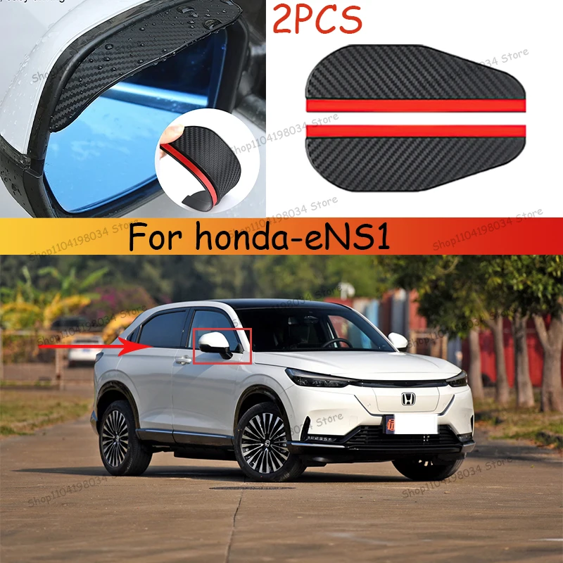 

For honda-eNS1 Car 2PCS Carbon Fiber Sun Visor Shade Cover Car Rearview Mirror Rain Eyebrow Protector Clear Vision