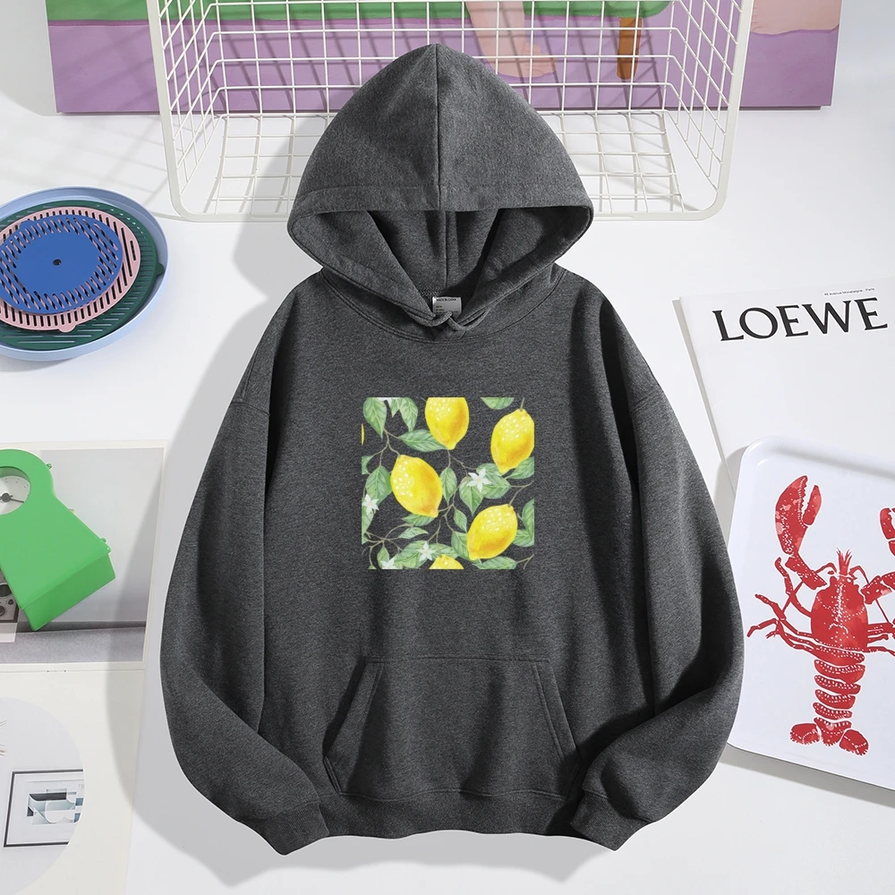 

Толстовки с графическим принтом лимона, женские толстовки, большой уличный модный свитер, свободный крой, унисекс, зимний повседневный стиль