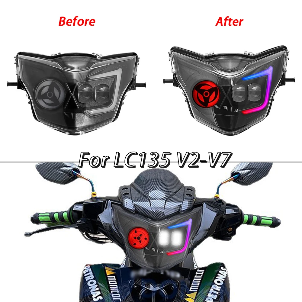

Motorcycle LED Headlight Headlamp Universal Head Light Dirt Bike Enduro For LC135 V2-V7 Motorcycle front headlight lens