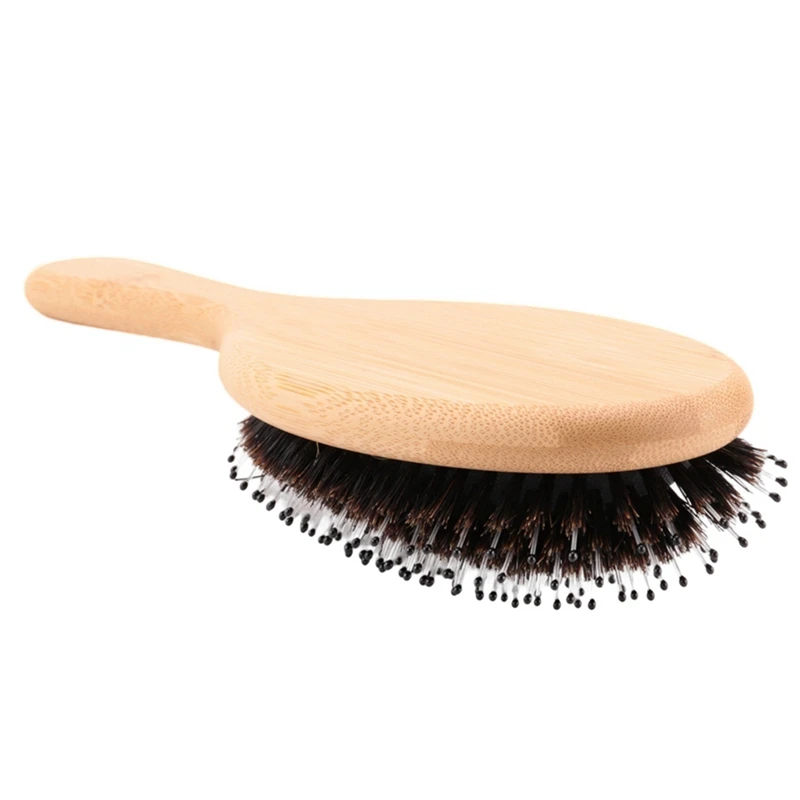 20X Hair Brush Boar Bristle Hair Brush With Nylon Pins Bamboo Paddle Detangler Brush