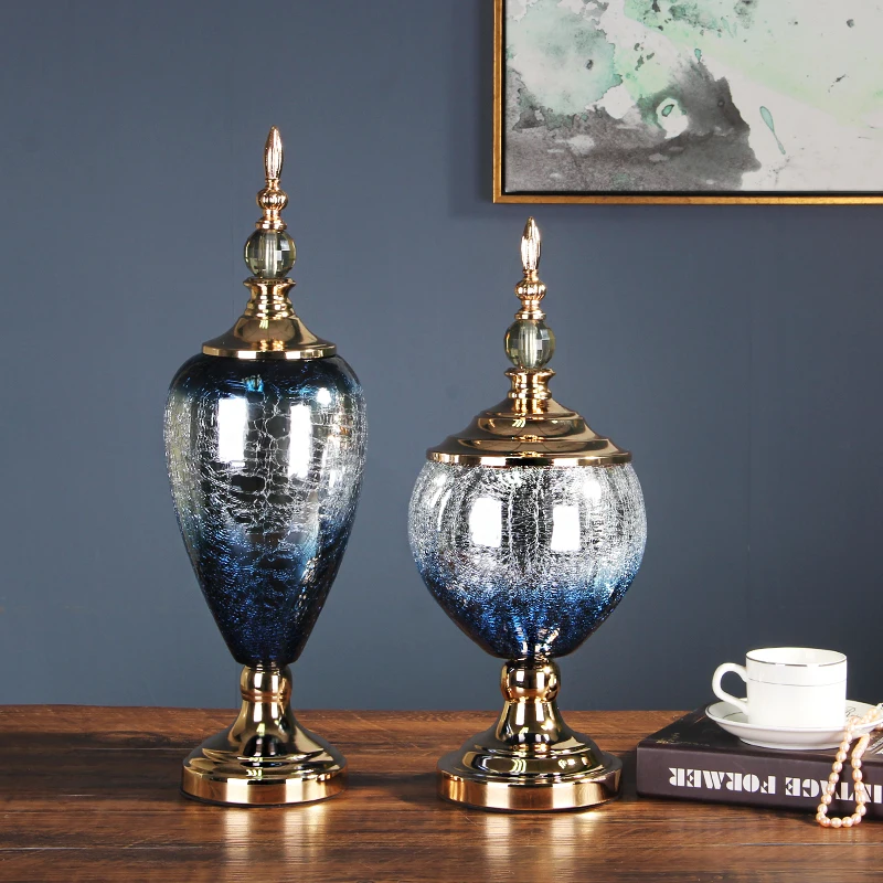 

Dining table decoration vase glass flower storage tank light luxury TV cabinet decoration ornament high-end handicrafts