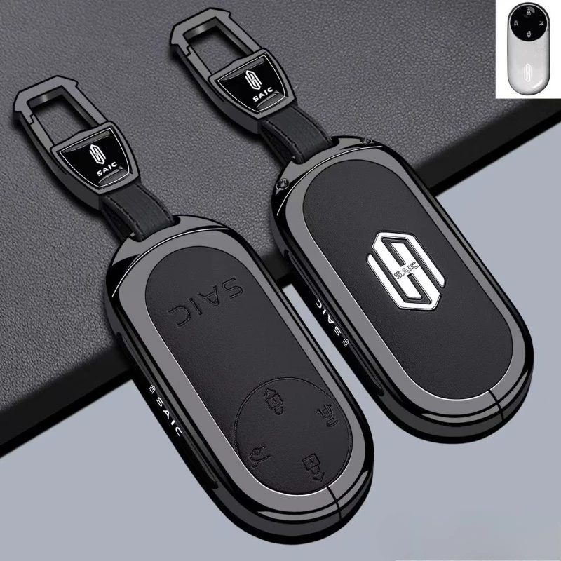 Zinc Alloy Cover for 2025 SAIC Shangjie H5, Case Shell for Smart Key Card with Keychain, Anti-Bend & Scratch Proof Keycase