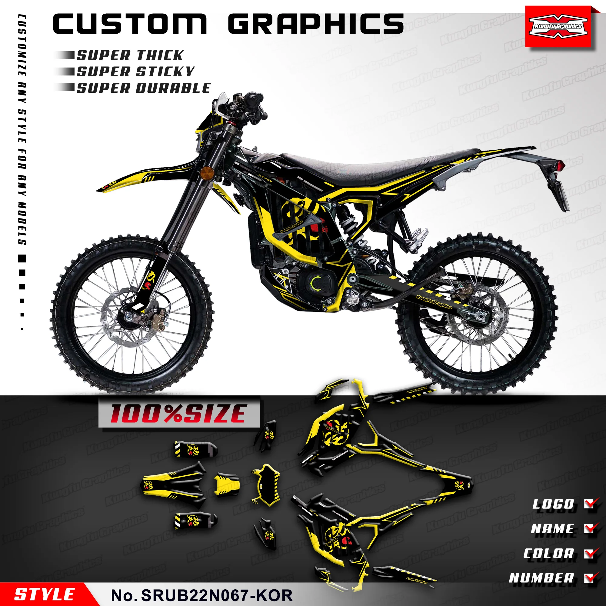 

KUNGFU GRAPHICS Motorcycle Decals Vinyl Graphics for Sur-Ron Ultra Bee Dirt eBike SURRON, SRUB22N067-KOR