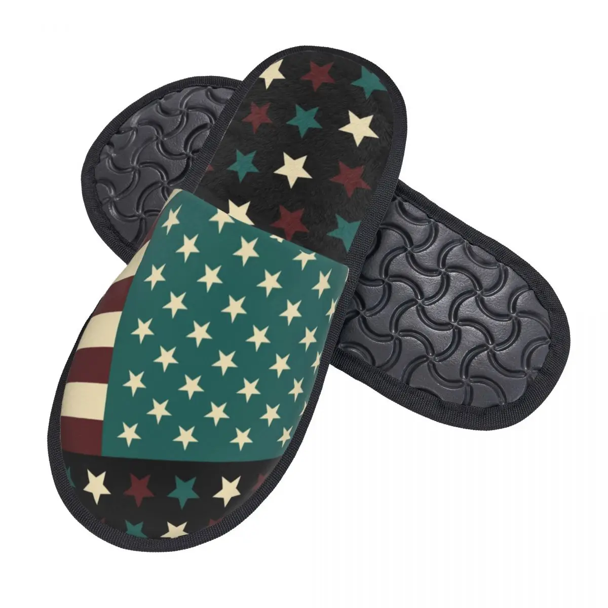 Custom Camo Camouflage Army Guest Slippers for Bathroom Women American Flag Patriotic Colors House Slipper