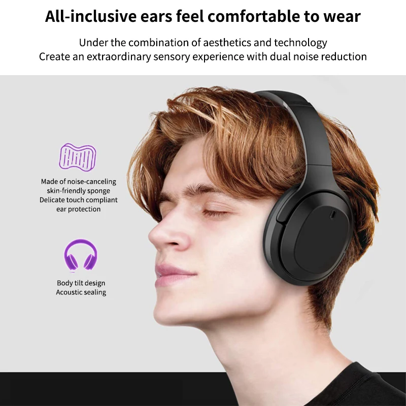 Over-Ear Bluetooth Headphones, Active Noise Cancelling Wireless Headphones, 55 Hours Playtime, Talking with Mic