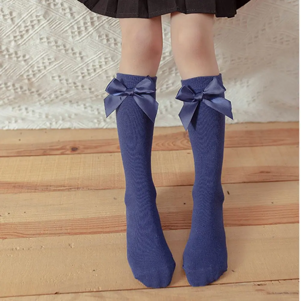 Baby Long Tube Socks Children Cotton Sock For Girls Knee High Sock Big Bows Kids Floor Socks 6-10Years