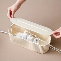 1pc Large-Capacity Cable Management Box with Lid - Durable Plastic Desktop Organizer for Home and Office, Space-Saving Storage