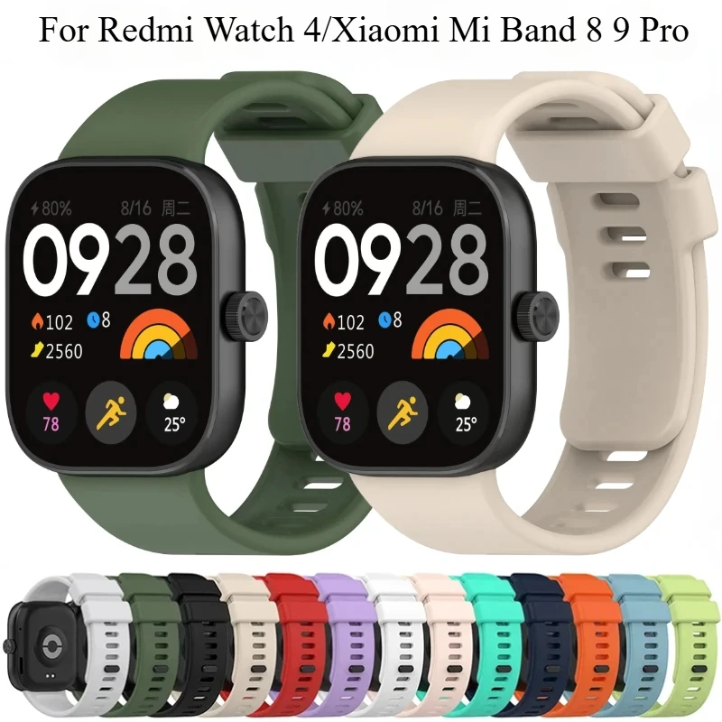 Correia de Silicone Suave para Redmi Watch 4, Acessório Smartwatch, Pulseira de Substituição, Xiaomi Mi Band 8 Pro, Pulseiras de Relógio, Esportes