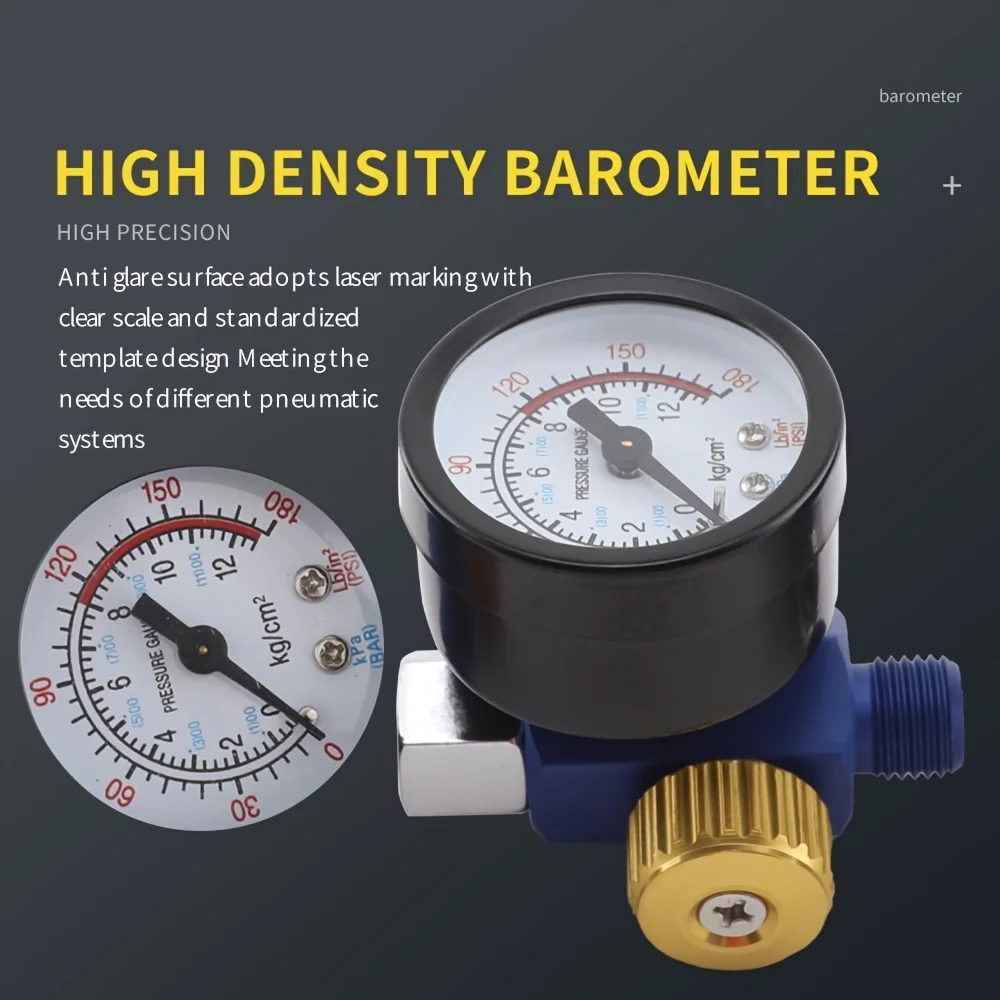 Spray Gun Air Pressure Regulator, 1/4  Air Pressure Regulator Kit,0-180 PSI Air Regulating Valve Regulator For Spray Gun