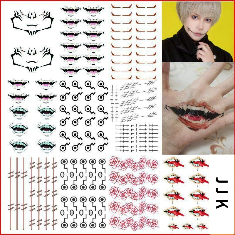 Anime Accessories JJK Cosplay Waterproof Sticker HalloweenParty Masquerade Fake Temporary Tattoo Stickers Prop ﻿