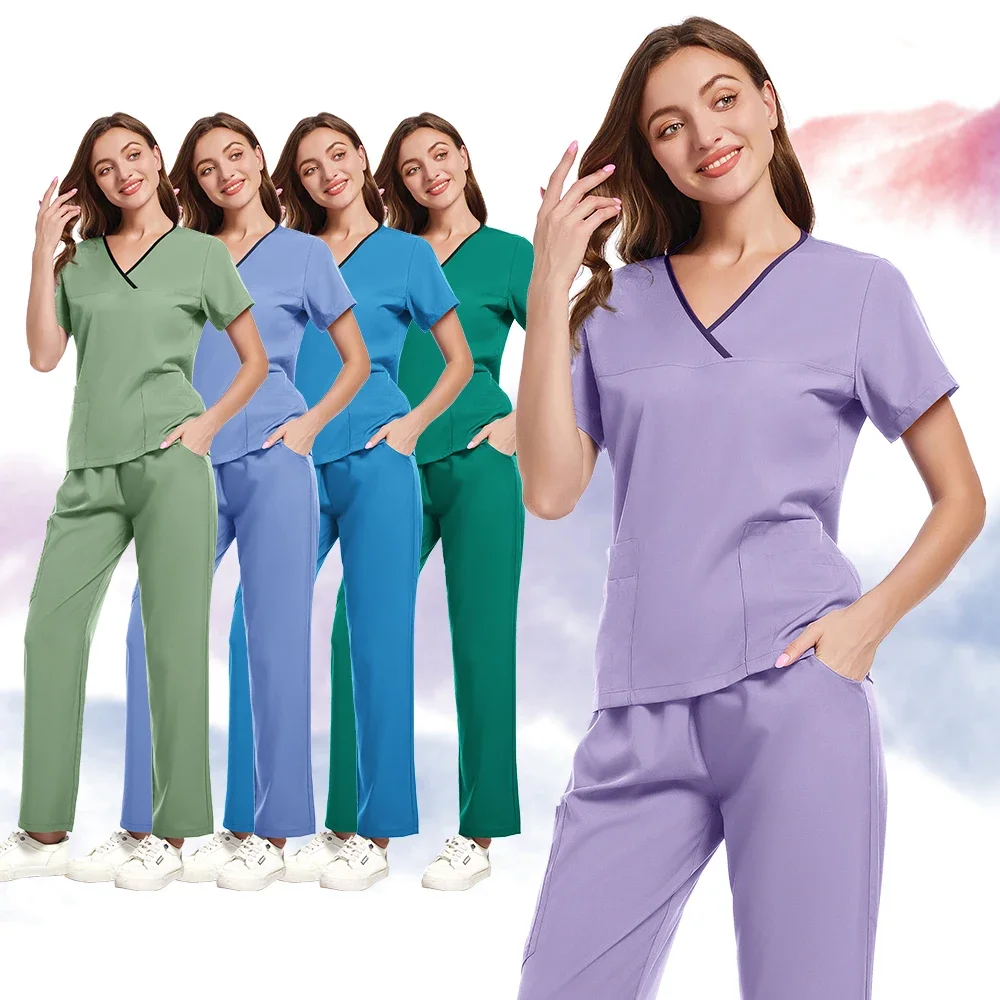 Hot Sell Peeling Anzüge Stretch atmungsaktive Frauen Sets Jogger Pflege Peelings Uniformen Medical Spandex Krankenhaus Peelings Uniformen Sets